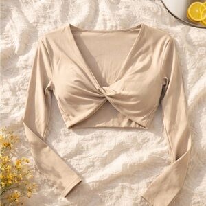 Amazon Cream Long Sleeve Crop Top